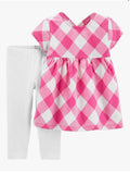 Carter's Conjunto de leggings capri a cuadros a cuadros para bebé niña