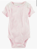 Carter bebé Niñas Encaje Yugo Bodysuit, 3 meses, Rosado