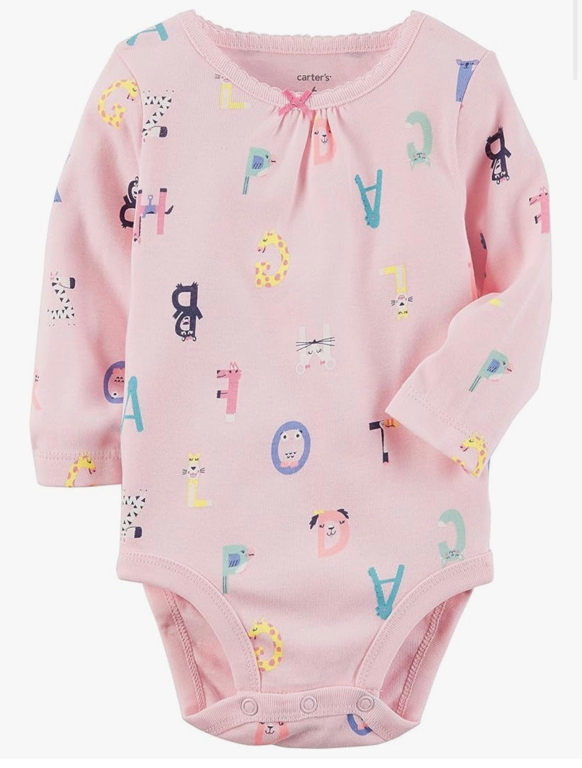 Carter's Body con estampado de alfabeto para bebé niña 3 meses rosa, Multi
