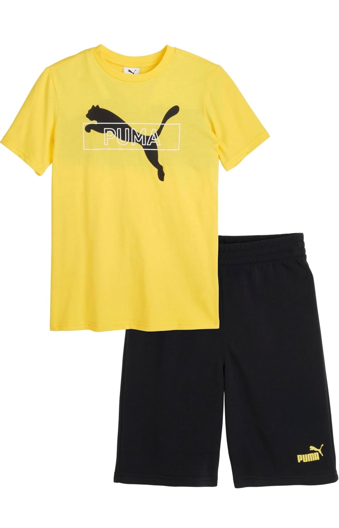 PUMA Conjunto de 2 piezas para niños, camiseta de manga corta con cuello redondo y pantalón corto a juego