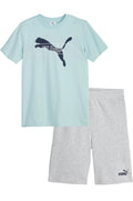 PUMA Conjunto de 2 piezas para niños, camiseta de manga corta con cuello redondo y pantalón corto a juego